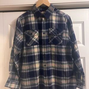 L.L. Bean Navy and White Plaid Button-Down Shirt